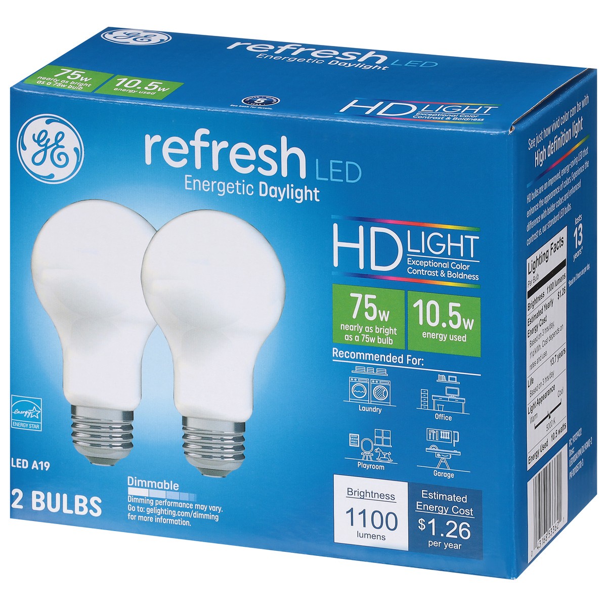 slide 5 of 11, GE Refresh 10.5 Watts Dimmable HD Light LED Light Bulb 2 ea, 2 ct