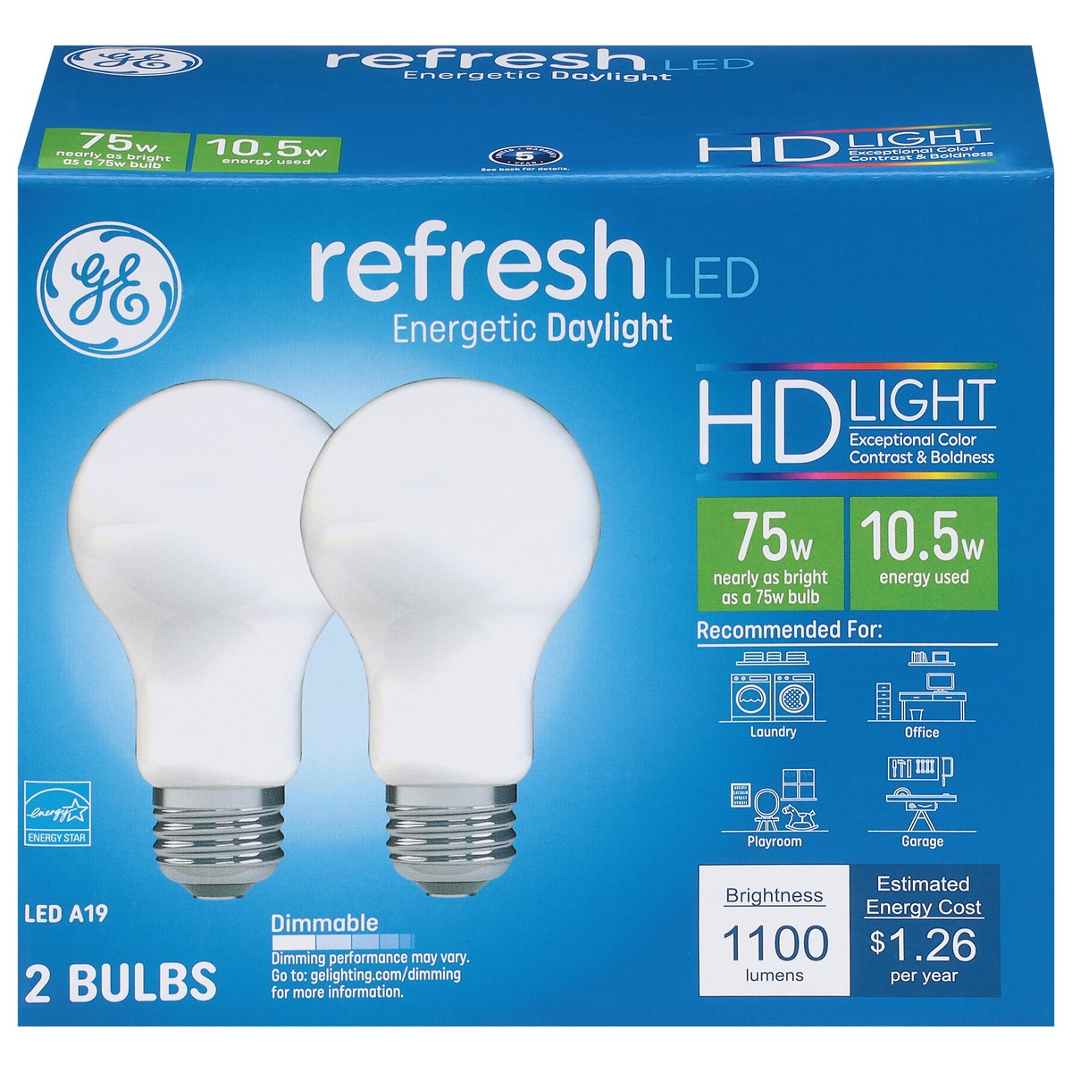 slide 1 of 11, GE Refresh 10.5 Watts Dimmable HD Light LED Light Bulb 2 ea, 2 ct