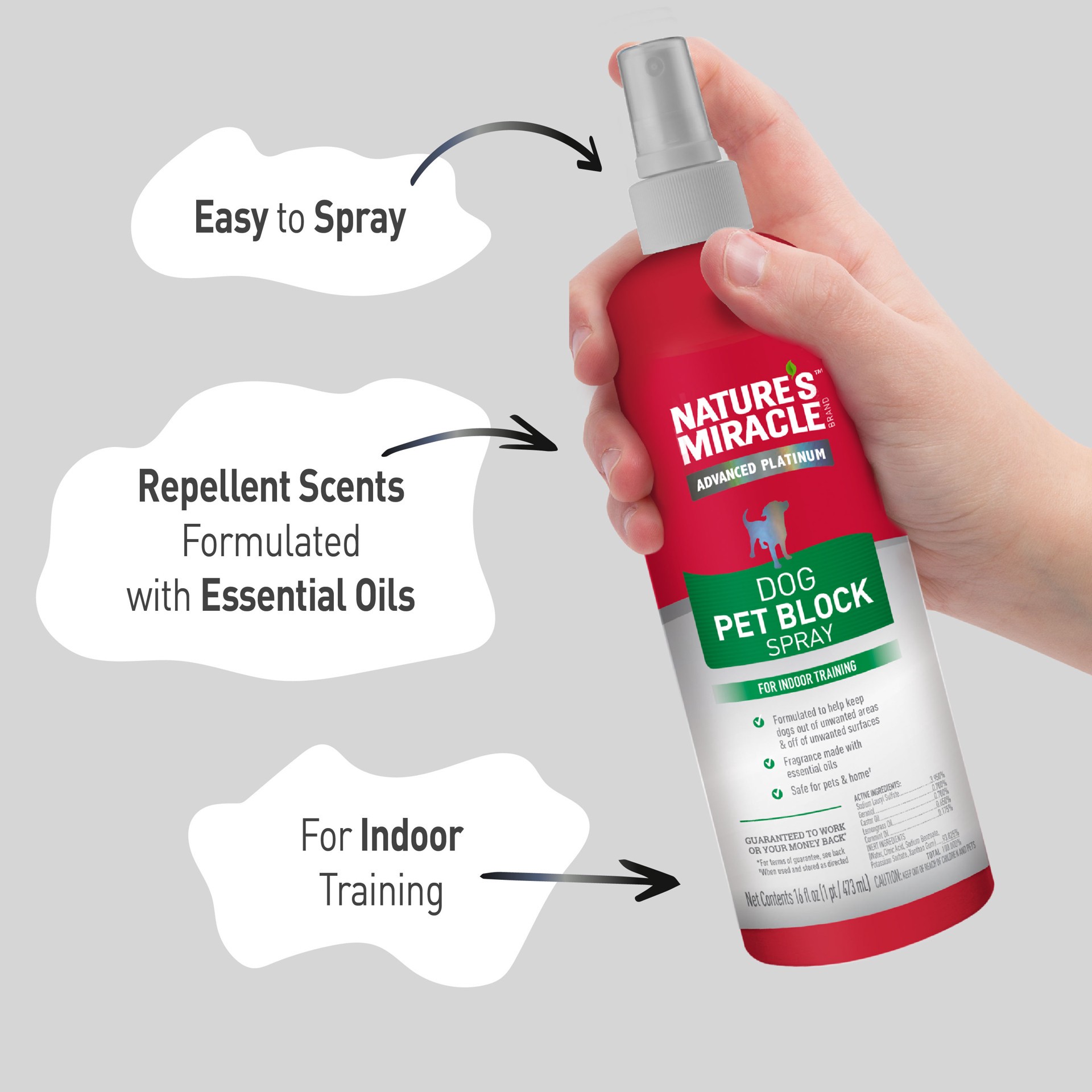 slide 3 of 7, Nature's Miracle Advanced Platinum Dog Pet Block Repellent Spray 16 Fl Oz (Pack of 1), 1.14 lb