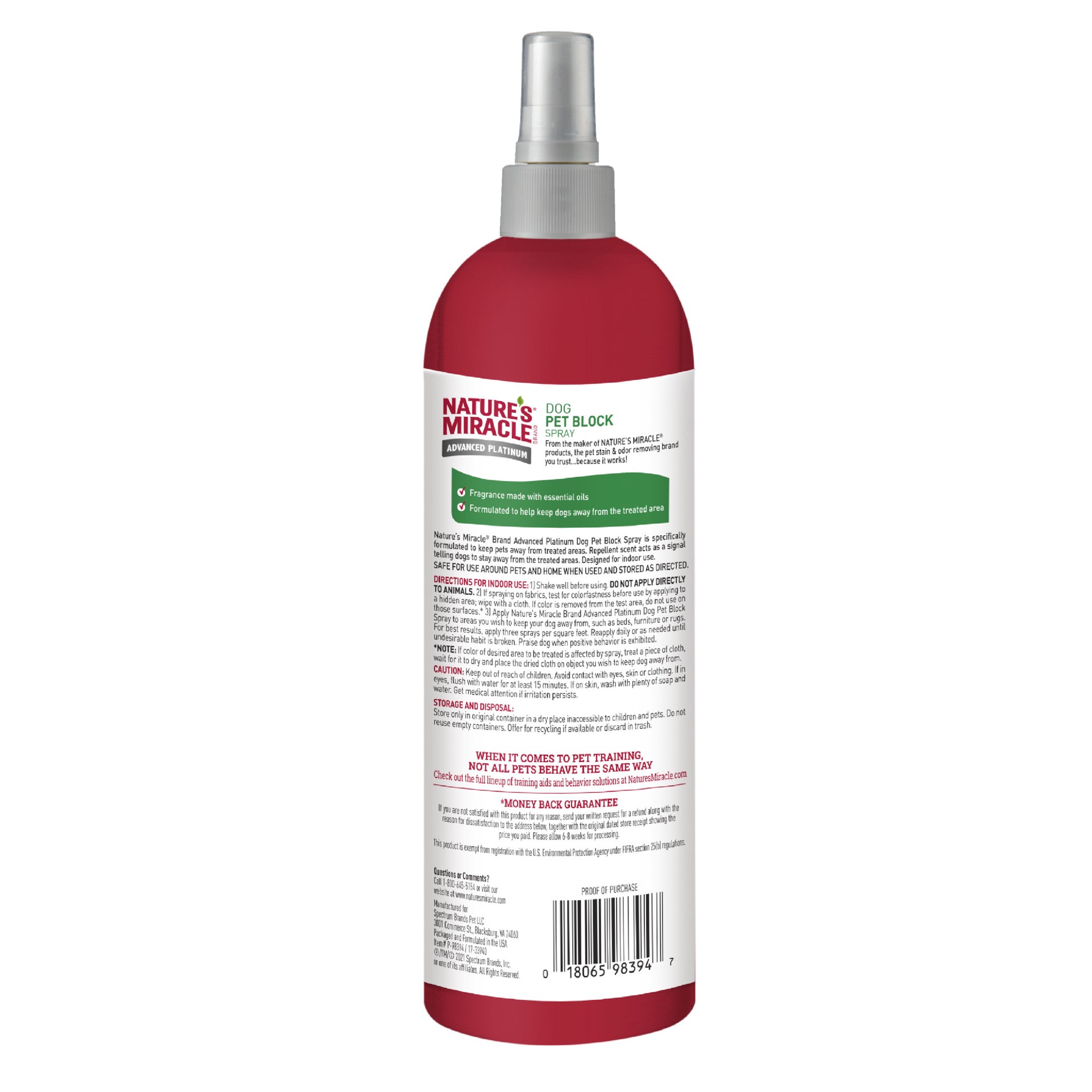 slide 4 of 7, Nature's Miracle Advanced Platinum Dog Pet Block Repellent Spray 16 Fl Oz (Pack of 1), 1.14 lb