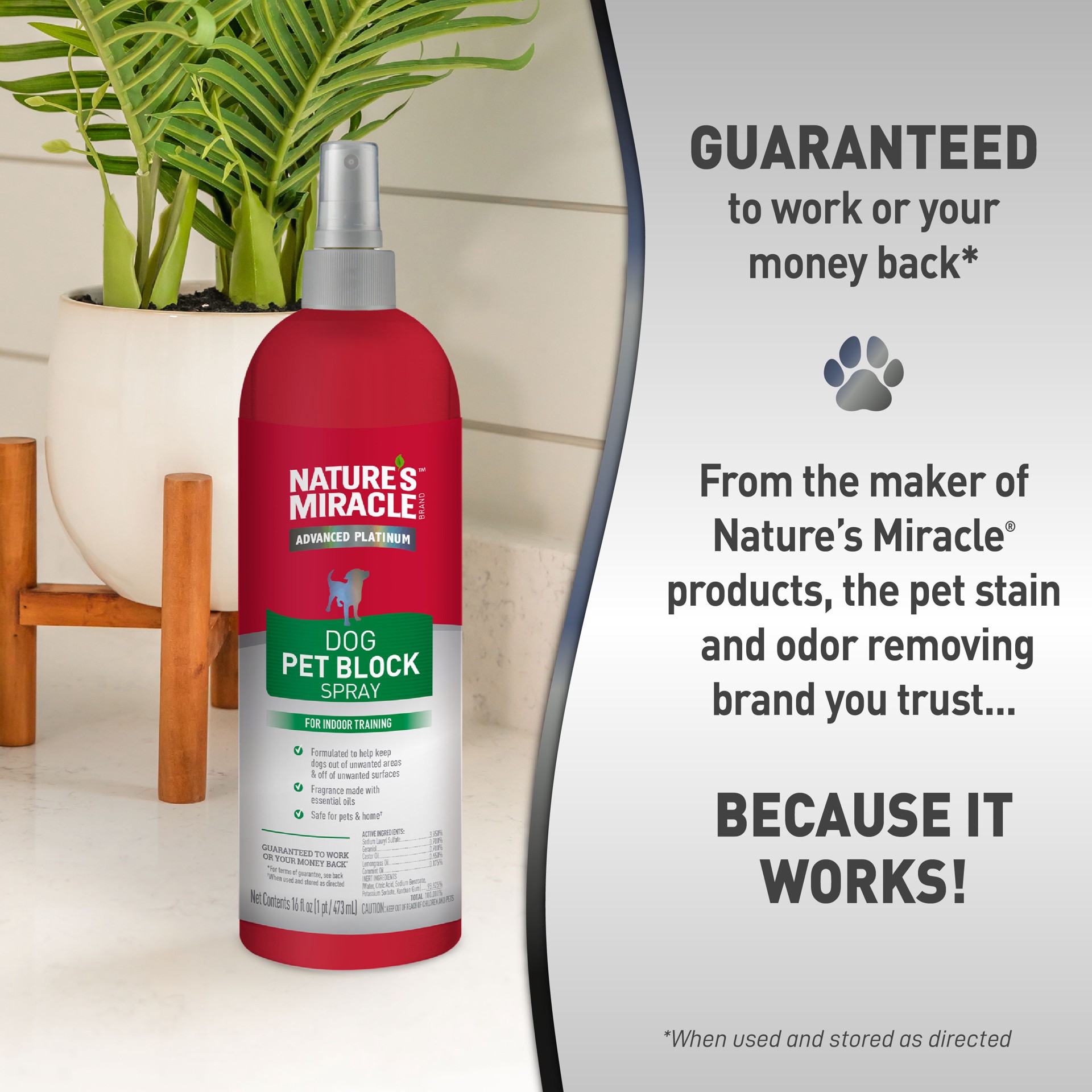 slide 7 of 7, Nature's Miracle Advanced Platinum Dog Pet Block Repellent Spray 16 Fl Oz (Pack of 1), 1.14 lb