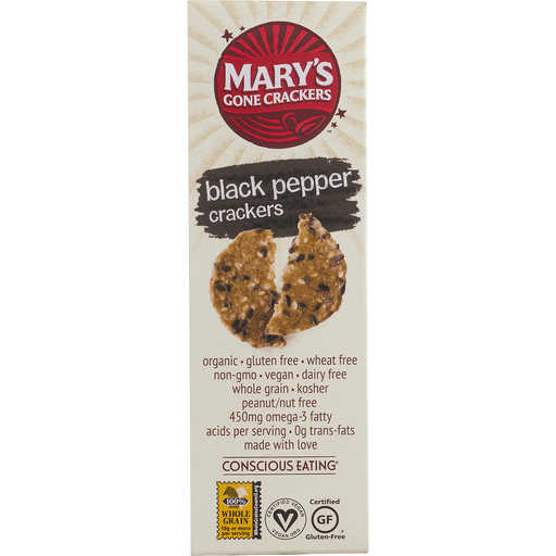 slide 6 of 8, Mary's Gone Crackers Marys Gone Crackers Crackers, Organic, Black Pepper, Wheat Free, Gluten Free, 6.5 oz