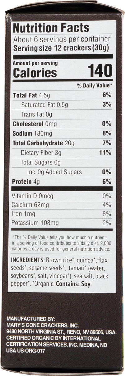 slide 13 of 14, Mary's Gone Crackers Crackers, Original Black Pepper, Organic Brown Rice, Flax & Sesame Seeds, Gluten Free, 6.5 oz, 6.5 oz