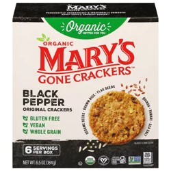 Mary's Gone Crackers Crackers, Original Black Pepper, Organic Brown Rice, Flax & Sesame Seeds, Gluten Free, 6.5 oz