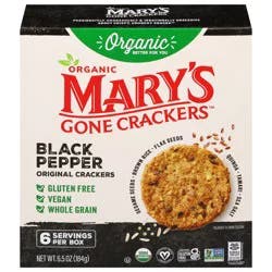 Mary's Gone Crackers Crackers, Original Black Pepper, Organic Brown Rice, Flax & Sesame Seeds, Gluten Free, 6.5 oz