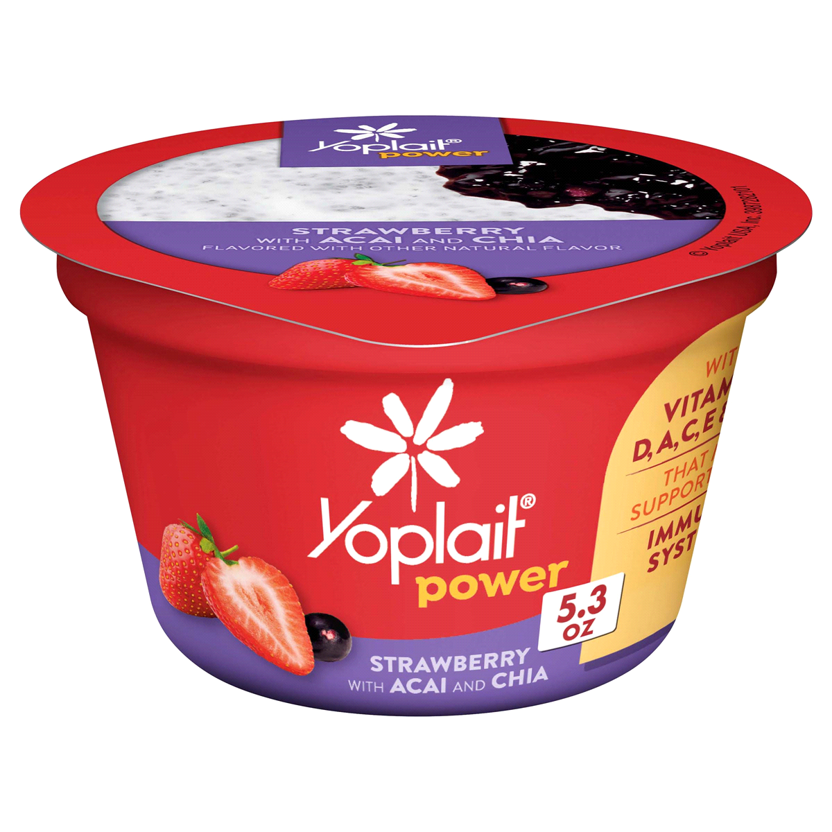 slide 1 of 1, Yoplait Power Strawberry With Acai And Chia Low Fat Yogurt, 5.3 oz