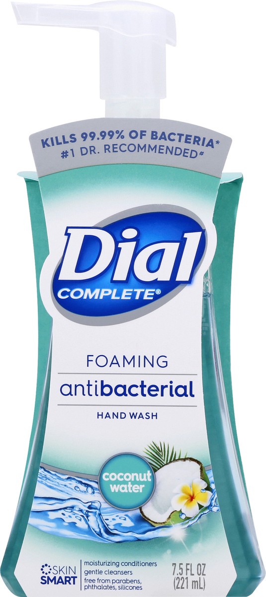 slide 6 of 9, Dial Complete Coconut Water Foaming Antibacterial Hand Wash - Clear Blue, 7.5 fl oz