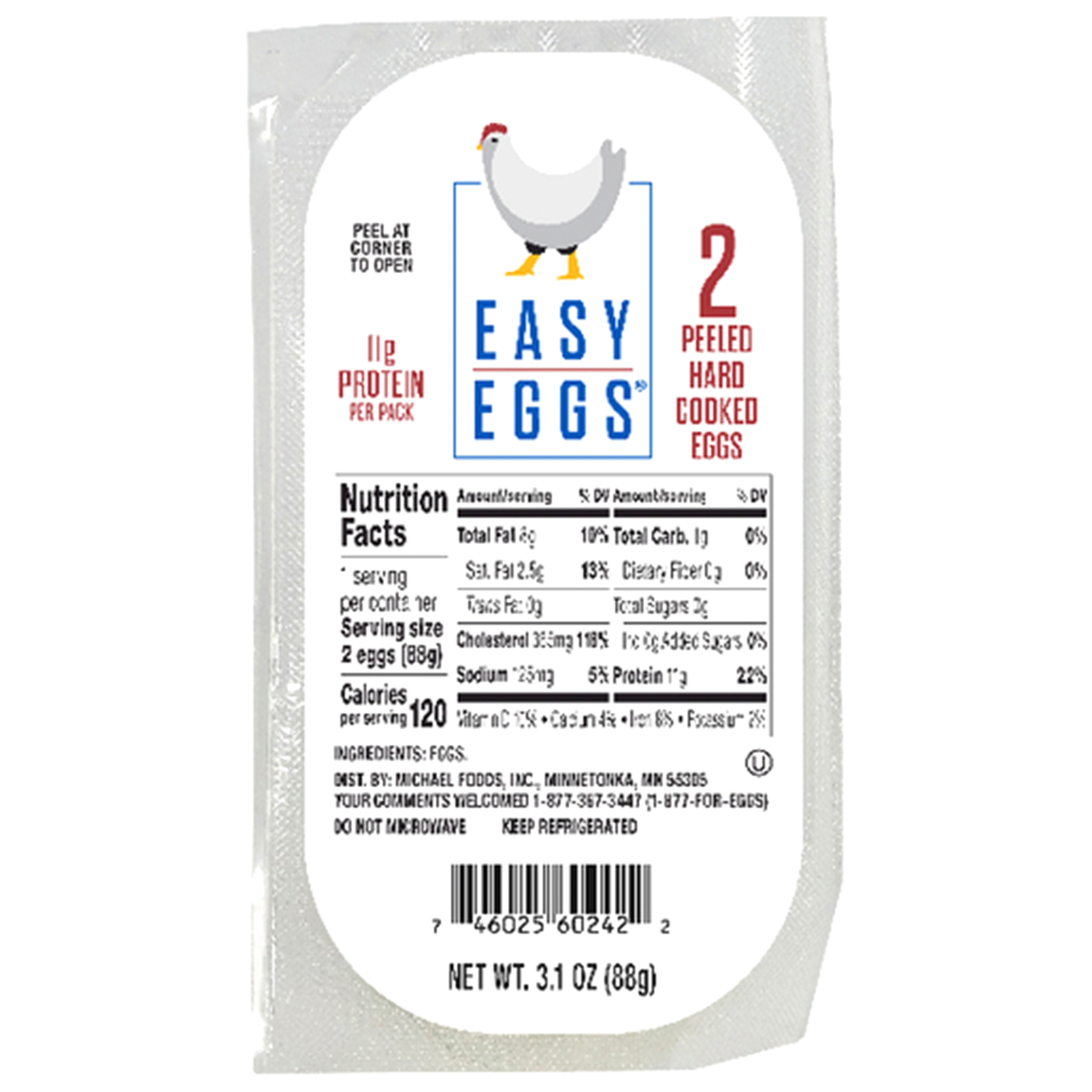 slide 1 of 1, Easy Eggs Peeled Hard Cooked Eggs, 2 ct; 3 oz
