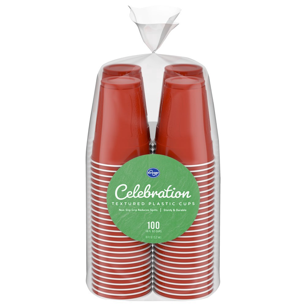 slide 2 of 3, Kroger 18-Ounce Textured Plastic Cups, 100 ct / 18 fl oz