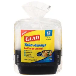 Glad Take-Aways 38 Ounce Rectangle Food Storage Containers 40 Pieces