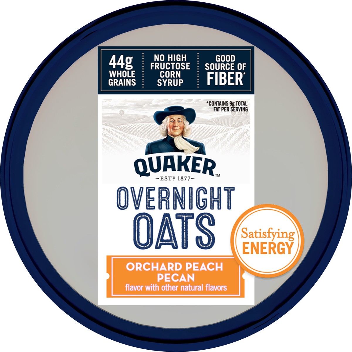slide 4 of 6, Quaker Overnight Oats Orchard Peach Pecan Chilled Oatmeal Breakfast Cup, 2.57 oz