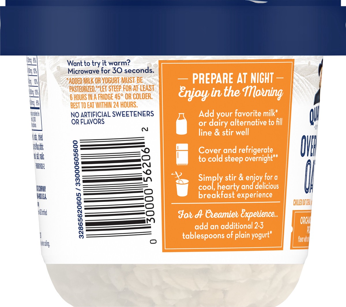 slide 5 of 6, Quaker Overnight Oats Orchard Peach Pecan Chilled Oatmeal Breakfast Cup, 2.57 oz
