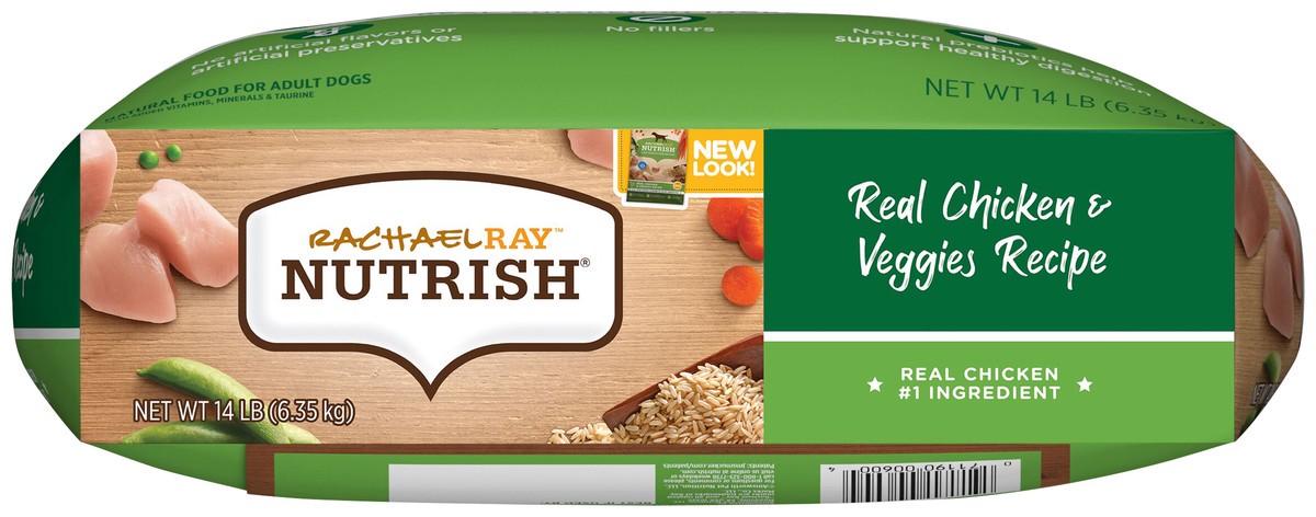 slide 8 of 8, Rachael Ray Nutrish Dish Real Chicken & Veggies Recipe Dry Dog Food, 14 lb. Bag, 14 lb