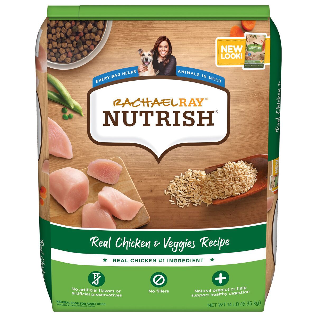 slide 1 of 8, Rachael Ray Nutrish Real Chicken & Veggies Recipe Dry Dog Food, 14 lb. Bag, 14 lb