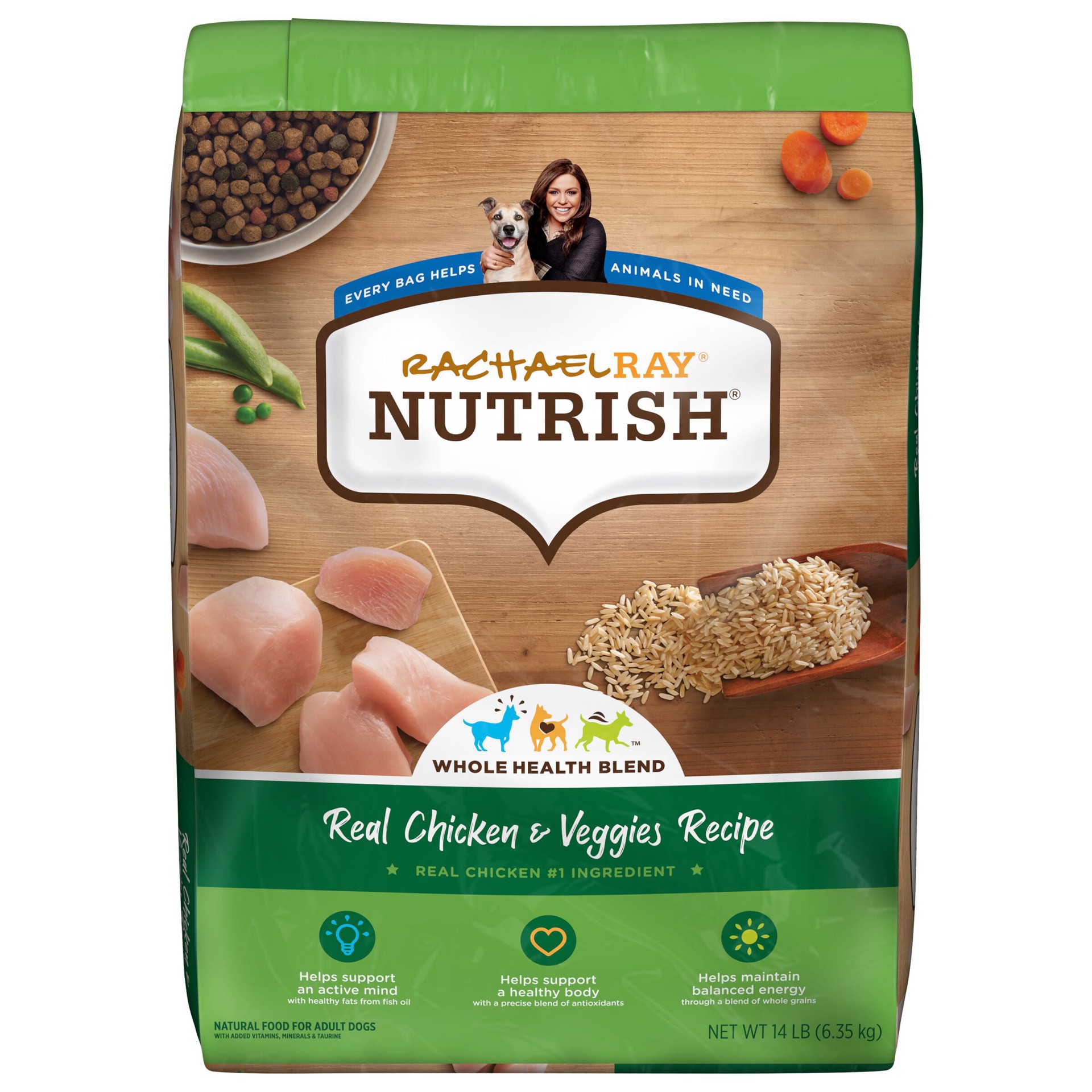 slide 1 of 8, Rachael Ray Nutrish Dish Real Chicken & Veggies Recipe Dry Dog Food, 14 lb. Bag, 14 lb