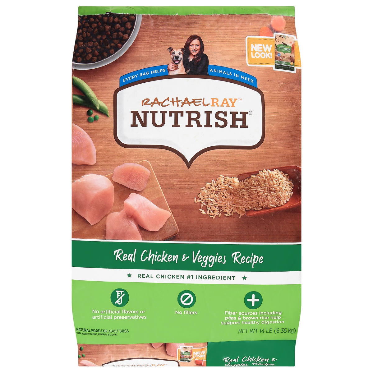 slide 1 of 1, Rachael Ray Nutrish Food For Dogs Real Chicken & Veggies Recipe Adult, 14 lb