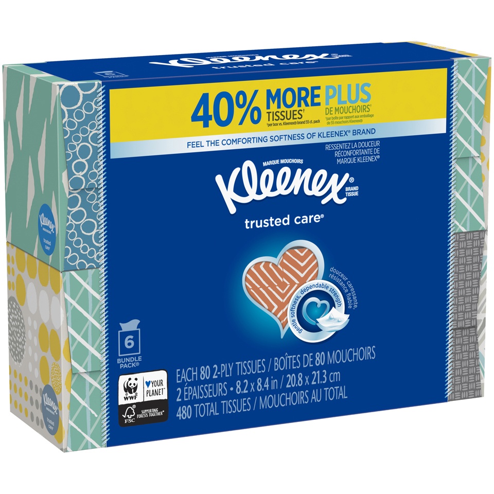 Kleenex Everyday Facial Tissues, 80 Tissues per Cube Box, 6 Pack 6 ct; 80 ct Shipt