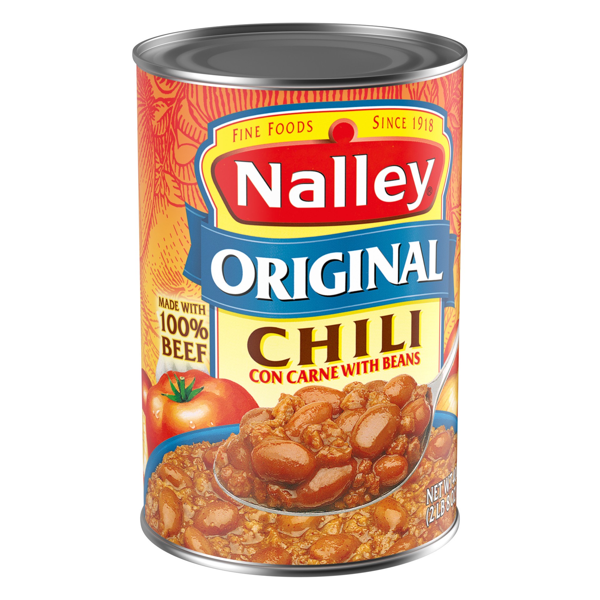 slide 5 of 5, Nalley Original Chili Con Carne With Beans, 16g Protein Per Serving, 40 oz. Can, 40 oz