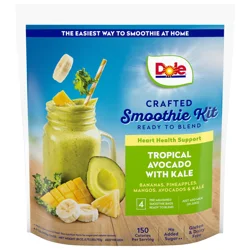 Dole Crafted Tropical Avocado with Kale Smoothie Kit - 4 ct Frozen