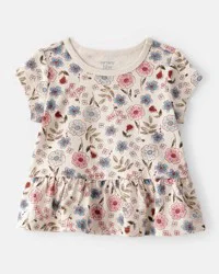 Carter's Baby Girl Floral Short-Sleeve Peplum Top - Cream - 24M