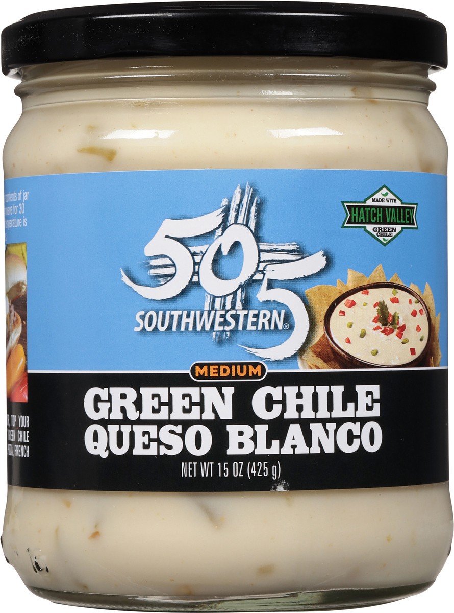 slide 6 of 9, 505 Southwestern Medium Green Chile Queso Blanco 15 oz, 15 oz