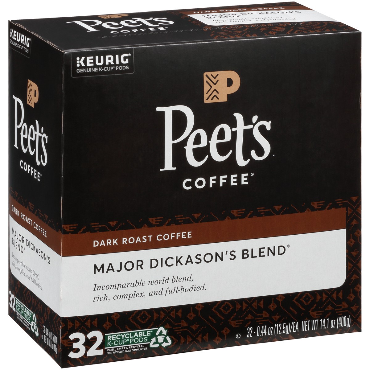 slide 6 of 9, Peet's Coffee, Major Dickason's Dark Roast K-Cup Coffee Pods - 32ct Carton, 32 ct