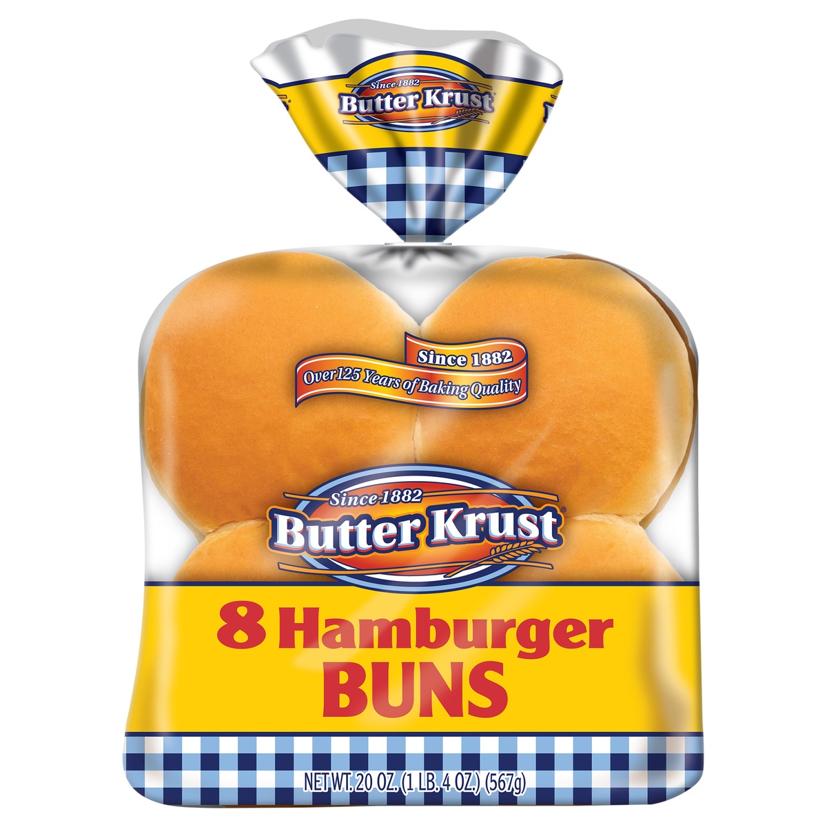 slide 1 of 1, Butter Krust Hamburger Buns, Enriched White Bread Hamburger Buns, 8 Count, 8 ct