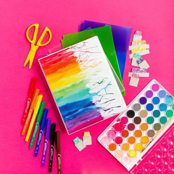 slide 5 of 7, Avery + Amy Tangerine Designer Collection 3-Ring Mini Binder, 1"" Round Rings, Watercolor Rainbow, 1 ct