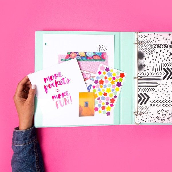 slide 7 of 7, Avery + Amy Tangerine Designer Collection 3-Ring Mini Binder, 1"" Round Rings, Watercolor Rainbow, 1 ct