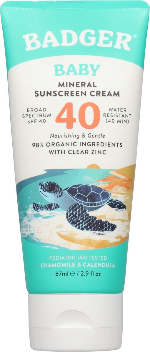 slide 2 of 13, Badger Baby Mineral Sunscreen Cream Spf 40, 1 ct