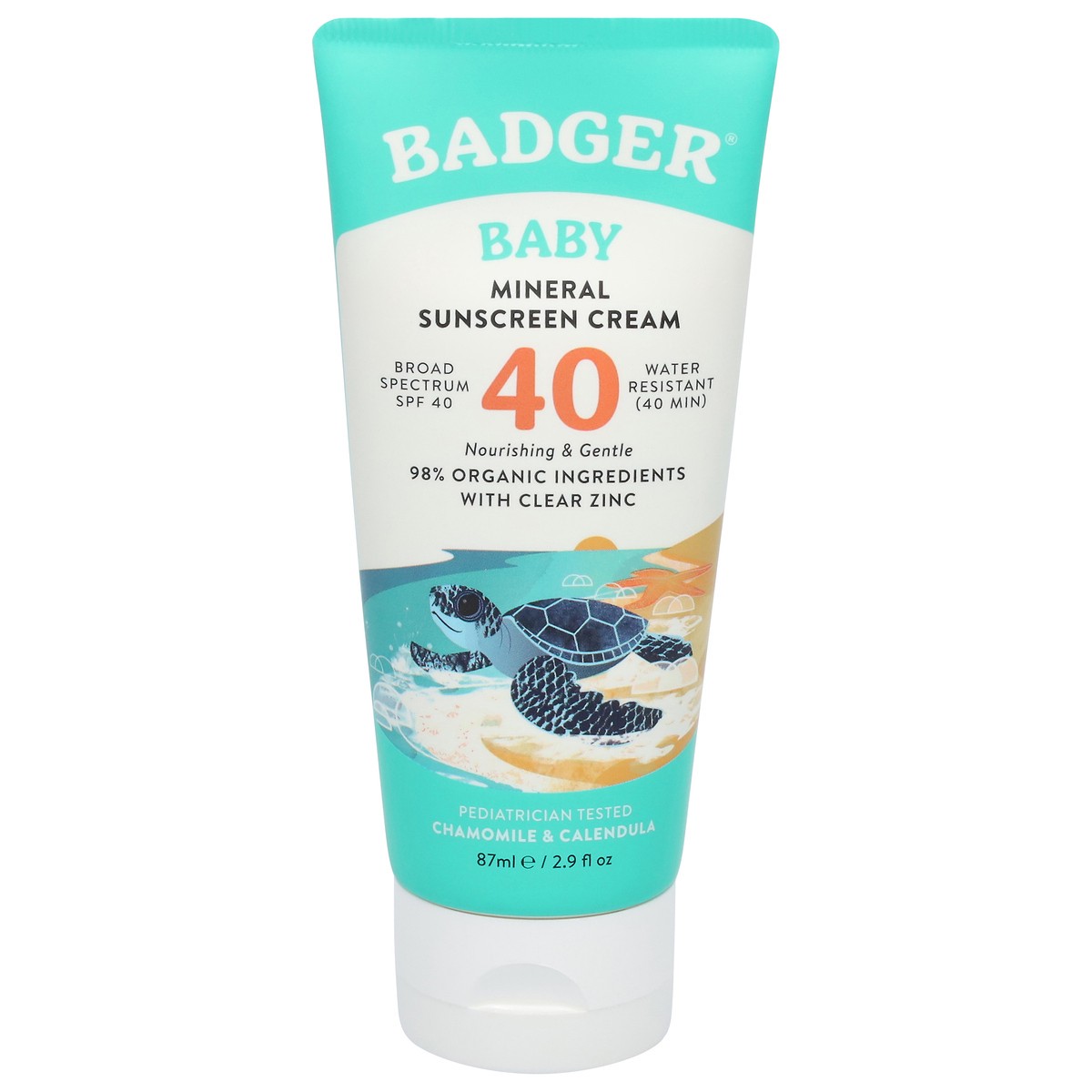 slide 1 of 13, Badger Baby Mineral Sunscreen Cream Spf 40, 1 ct