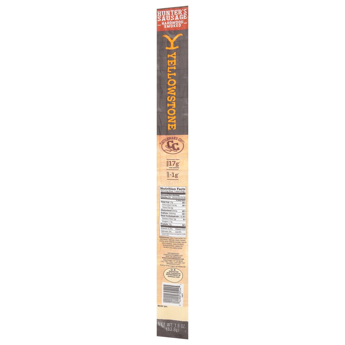 slide 2 of 12, Cattleman's Cut Yellowstone Hardwood Smoked Hunter's Sausage 1.9 oz, 1.9 oz