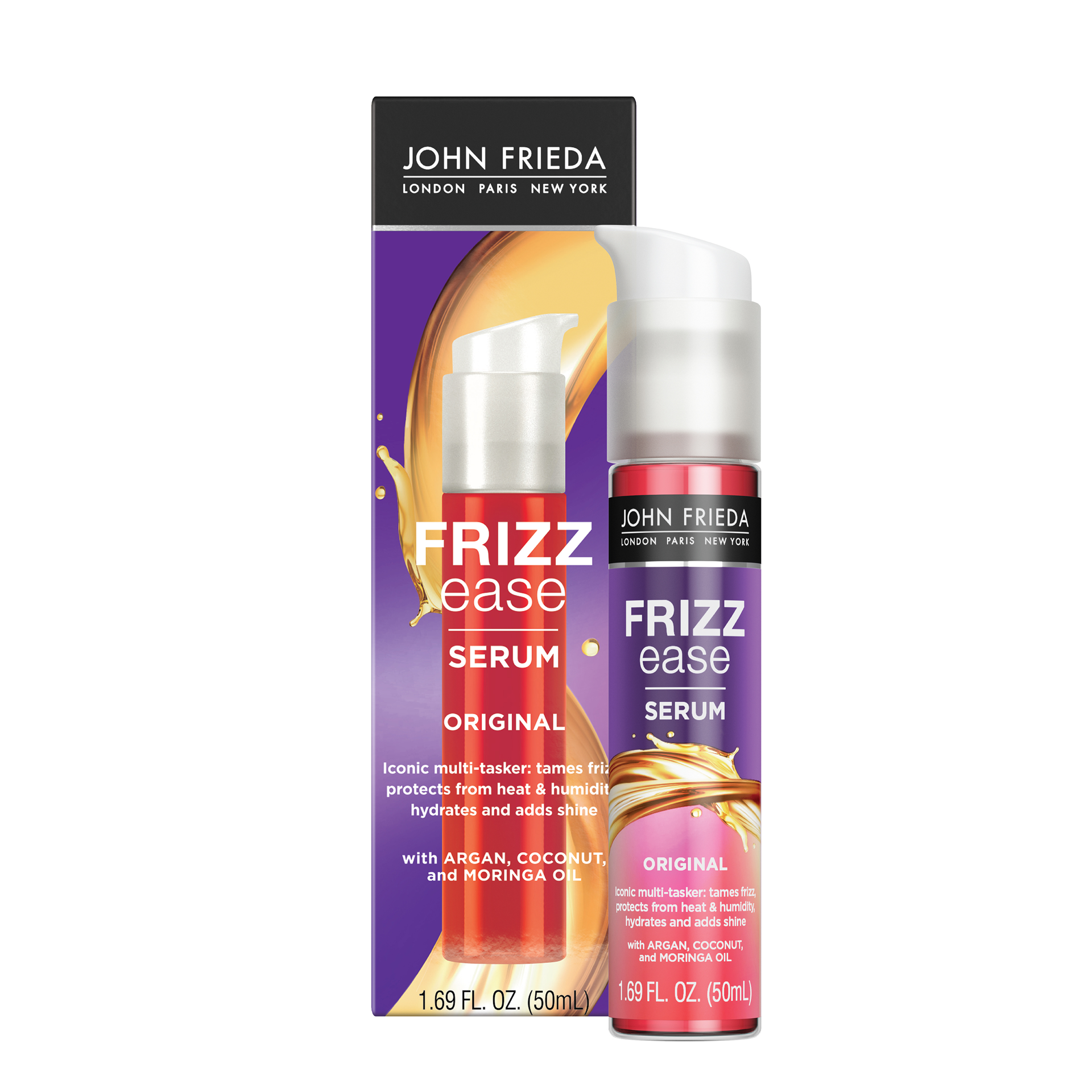 slide 5 of 5, John Frieda Anti Frizz, Frizz Ease Original Hair Serum, Anti-Frizz Heat Protecting, Infused with Silk Protein, 1.69 Fl Oz, 1.69 oz