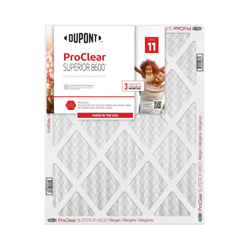 slide 1 of 1, DuPont Pro Clear Superior Air Filter 20X30X1, 1 ct