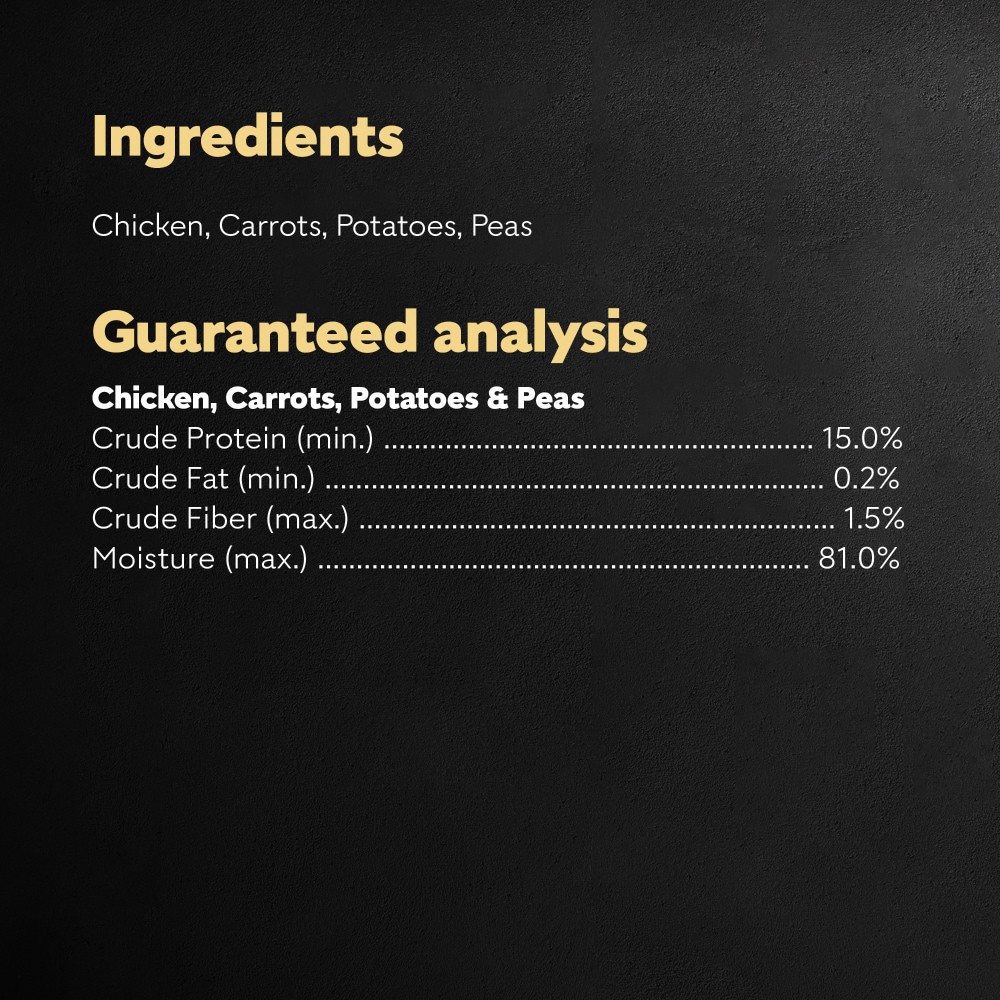 slide 3 of 5, Cesar Simply Crafted Chicken, Carrots, Potatoes & Peas Canine Cuisine Complement 8.81 oz, 8.82 oz