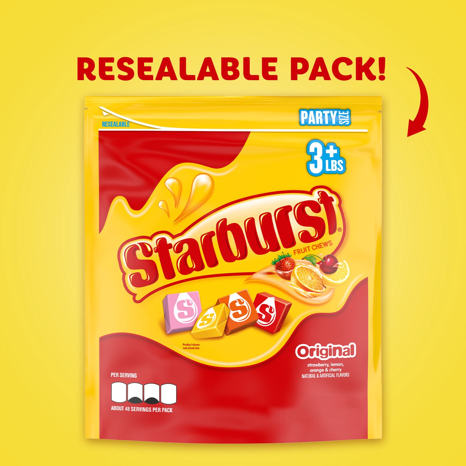 slide 4 of 8, STARBURST Original Fruit Chews Chewy Candy, Party Size, 50 oz Bag, 50 oz