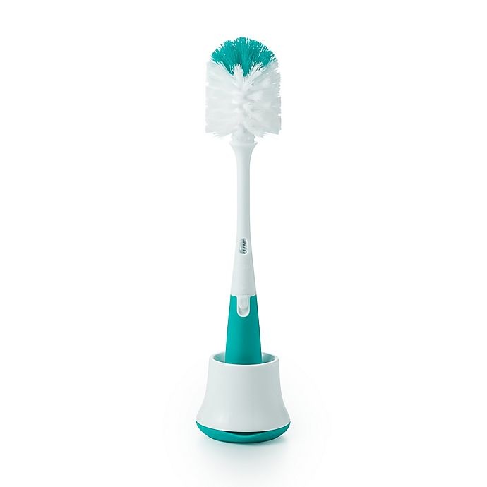 slide 1 of 7, OXO Tot Bottle Brush with Stand - Teal, 1 ct