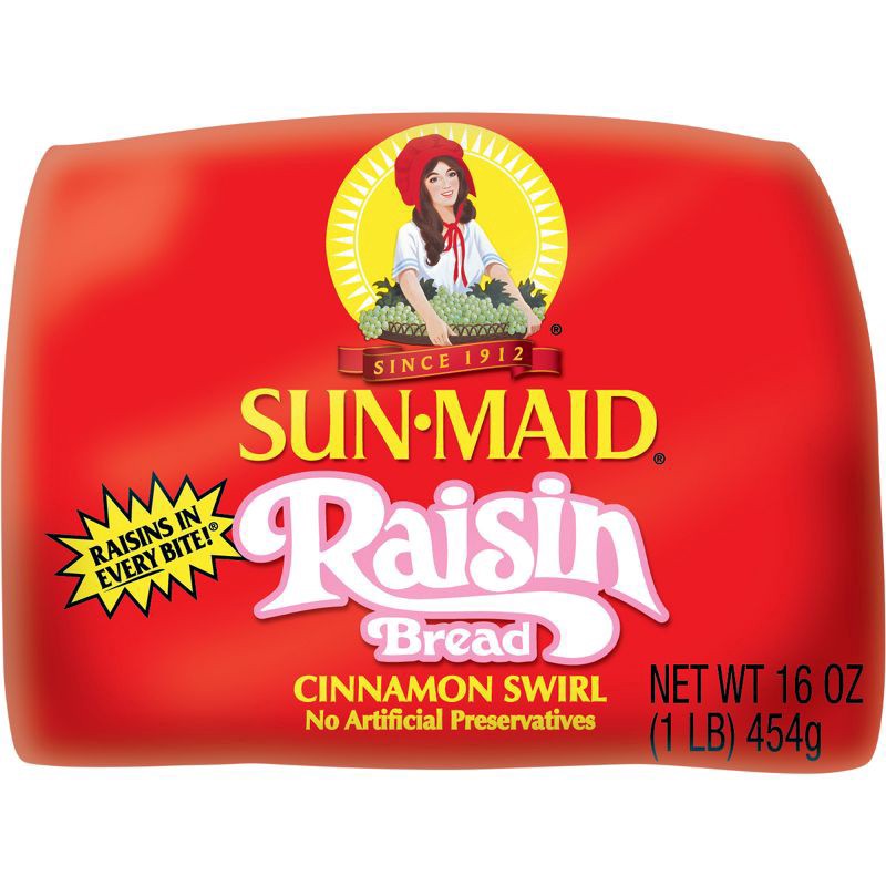 slide 2 of 13, Sun-Maid Cinnamon Swirl Raisin Bread, Cinnamon Raisin Bread, 16 oz Loaf, 16 oz