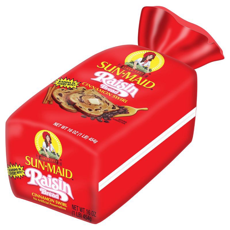 slide 9 of 13, Sun-Maid Cinnamon Swirl Raisin Bread, Cinnamon Raisin Bread, 16 oz Loaf, 16 oz