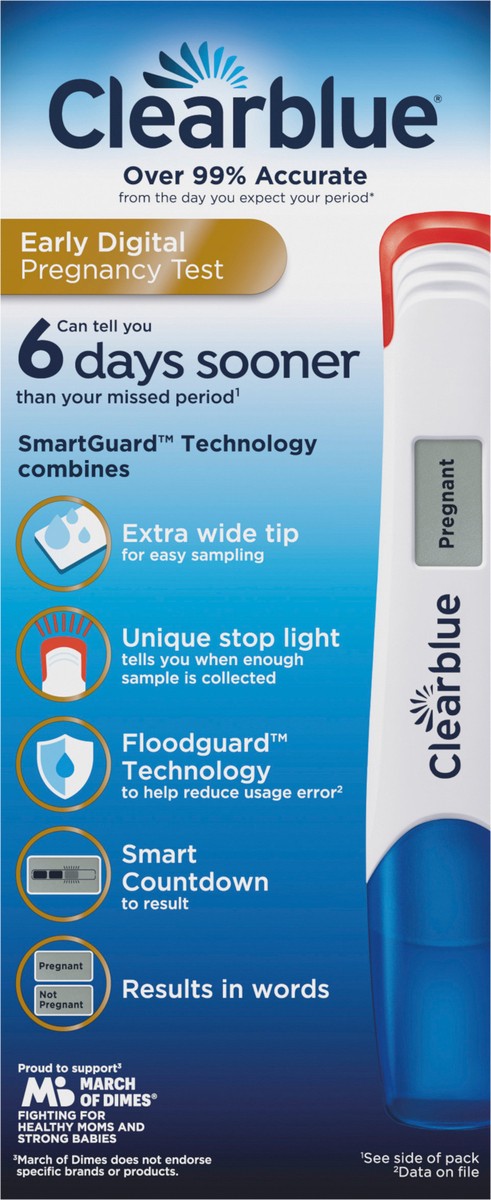 slide 8 of 8, Clearblue Early Digital Pregnancy Test, Early Detection at Home Pregnancy Test, 2 Ct, 1 ct