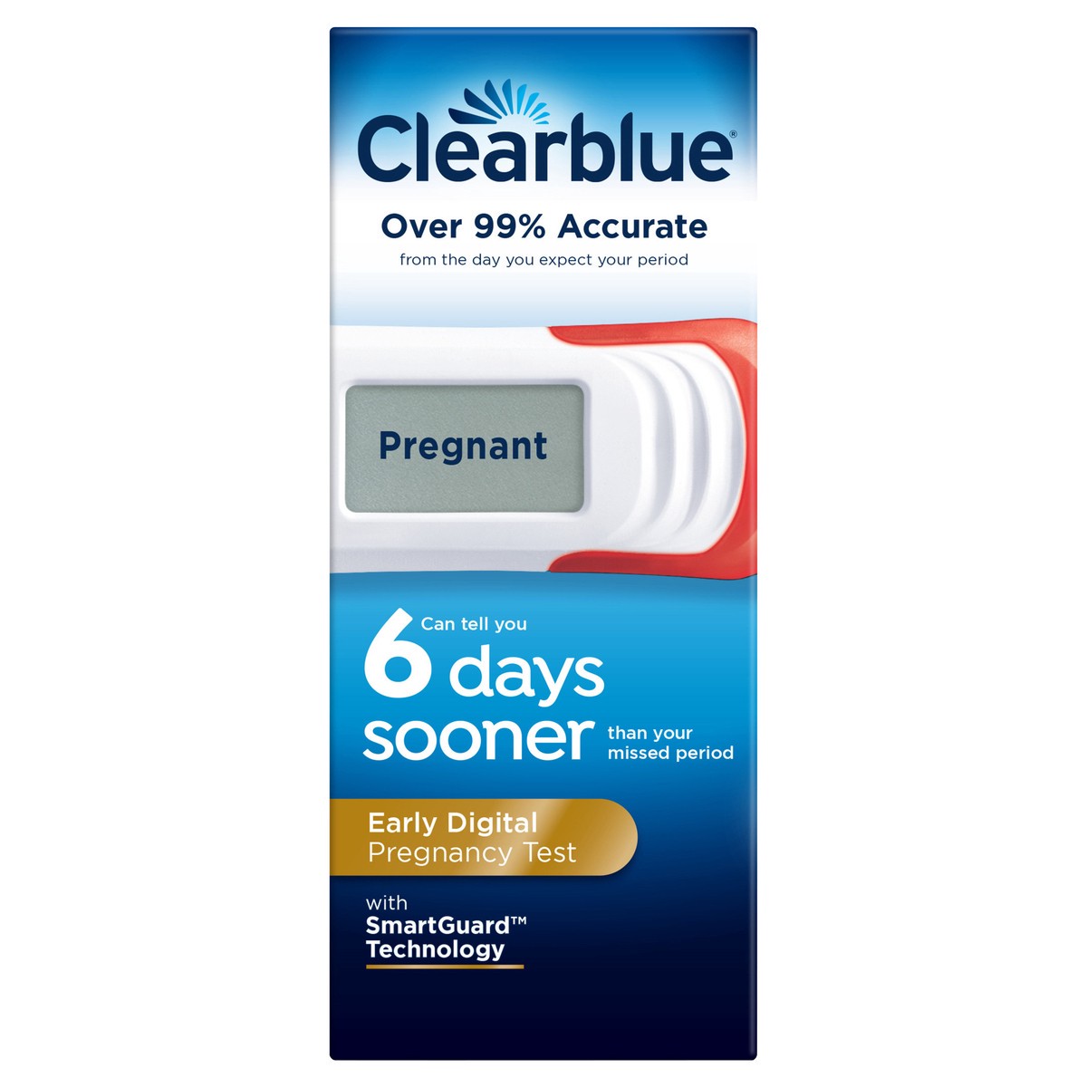 slide 1 of 8, Clearblue Early Digital Pregnancy Test, Early Detection at Home Pregnancy Test, 2 Ct, 1 ct