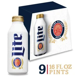 Miller Lite American Pilsner Light Lager Beer, 4.2% ABV, 9-pack, 16-oz. beer bottles
