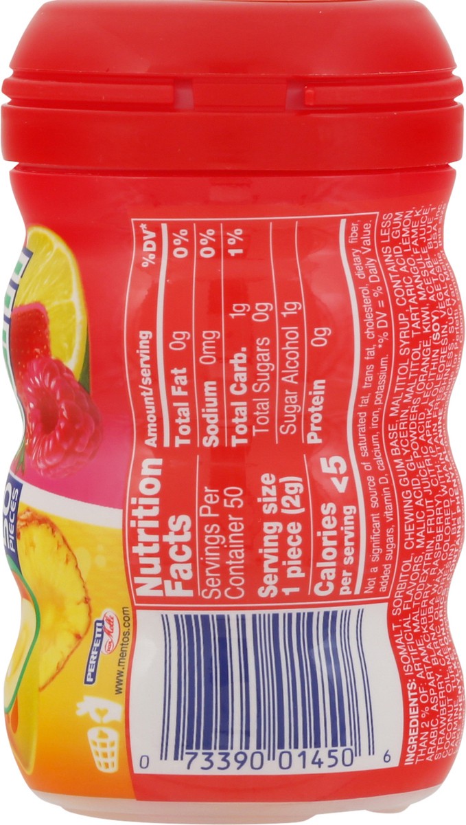 slide 6 of 9, Mentos Sugar Free Red Fruit Lime Tropical Gum 50 Pieces, 50 ct