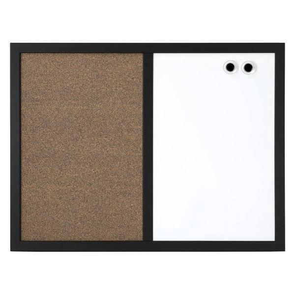 slide 1 of 5, FORAY Magnetic Combo Board with Black Wood Frame, 24 in x 36 in
