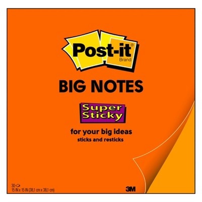 slide 1 of 2, Post-it Super Sticky Big Notes - Orange, 30 ct; 15 in x 15 in