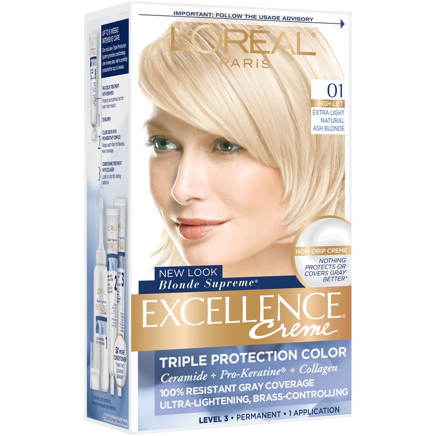 slide 3 of 7, L'Oréal Excellence Extra Light Ash Blonde 1, 1 ct