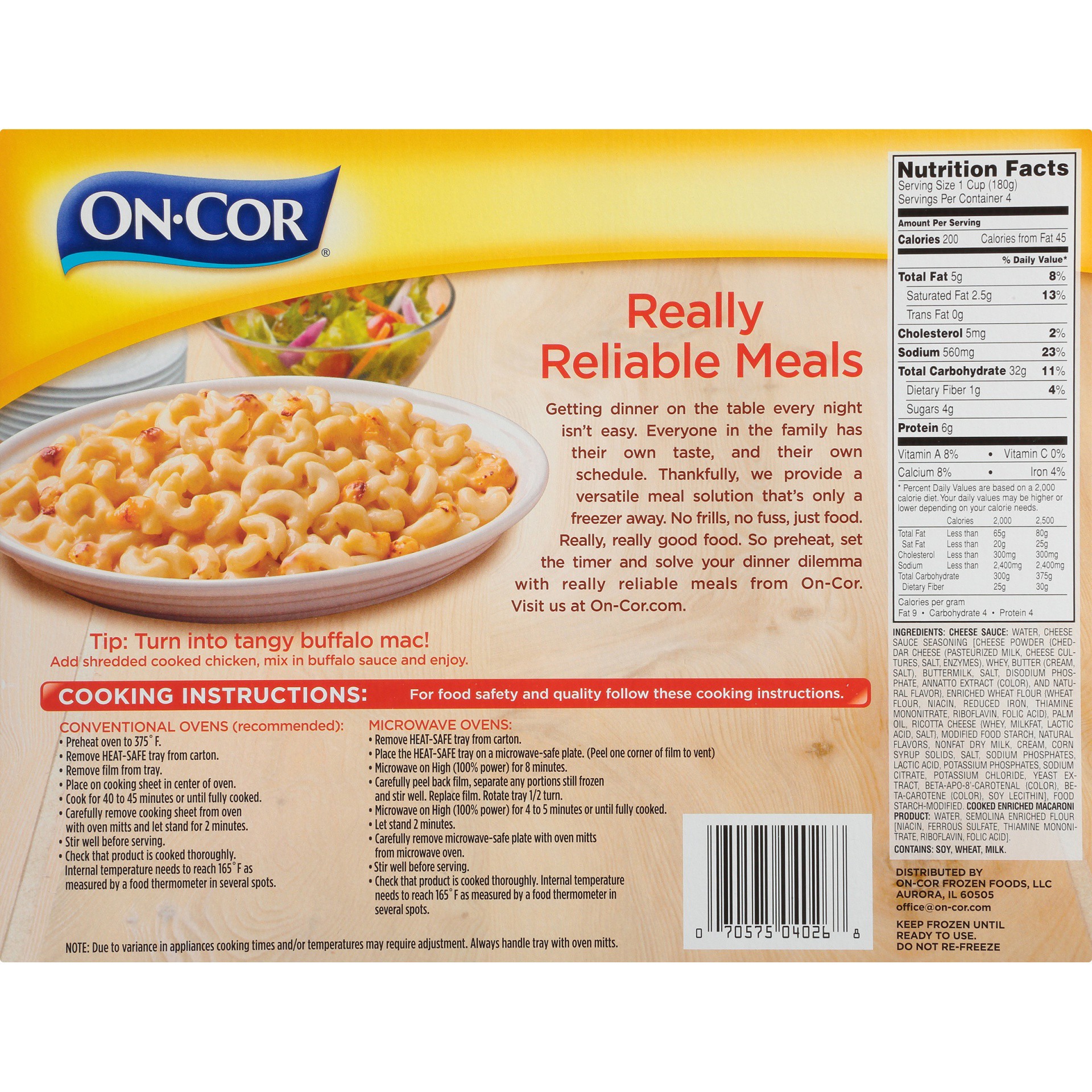 slide 6 of 8, On-Cor Macaroni & Cheese, 25 oz