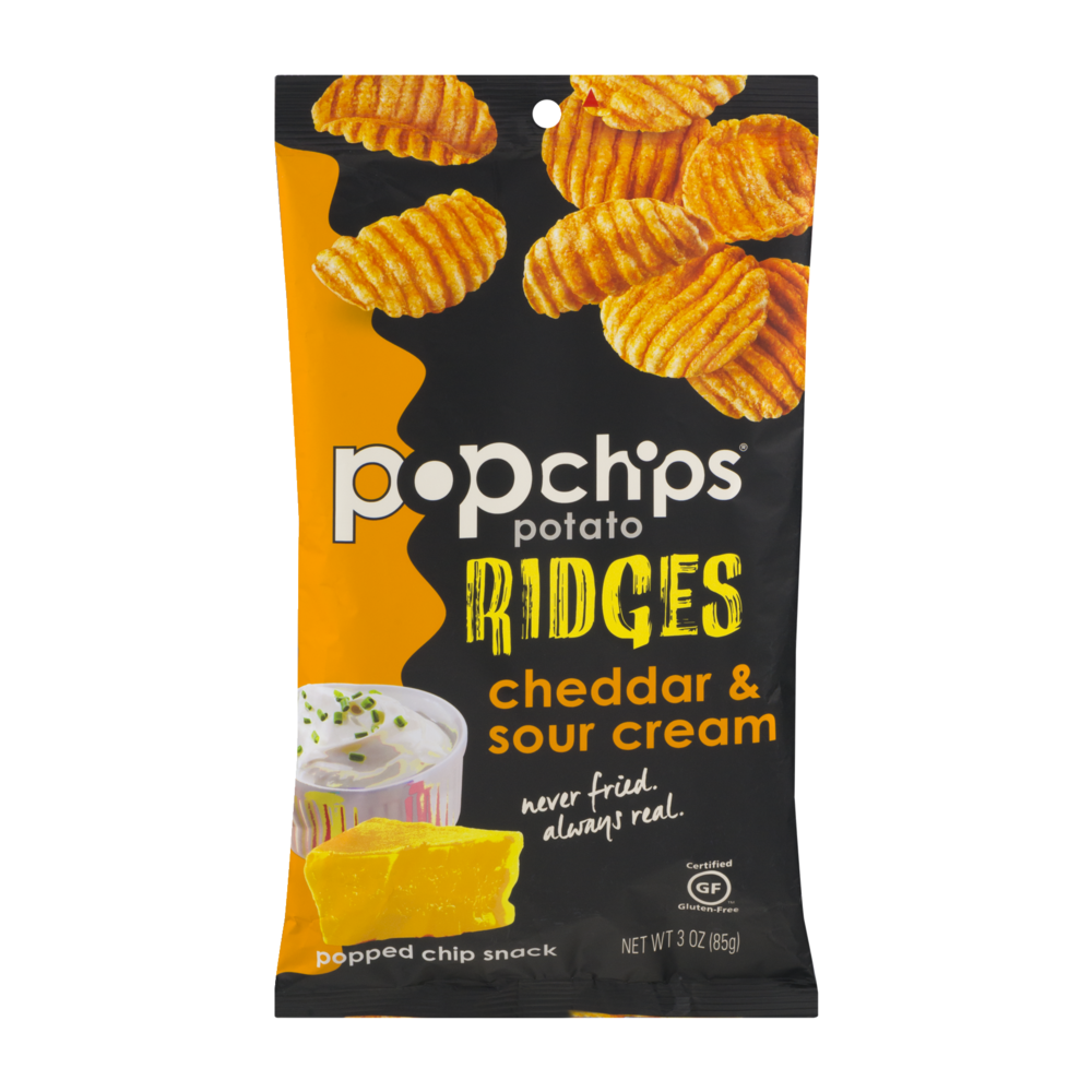 slide 1 of 1, popchips Ridges Cheddar Sour Cream, 3 oz