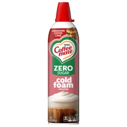 Coffee-Mate Coffee mate Cinnamon Coffee Cake Flavored Zero Sugar Cold Foam Creamer, Non Dairy Creamer