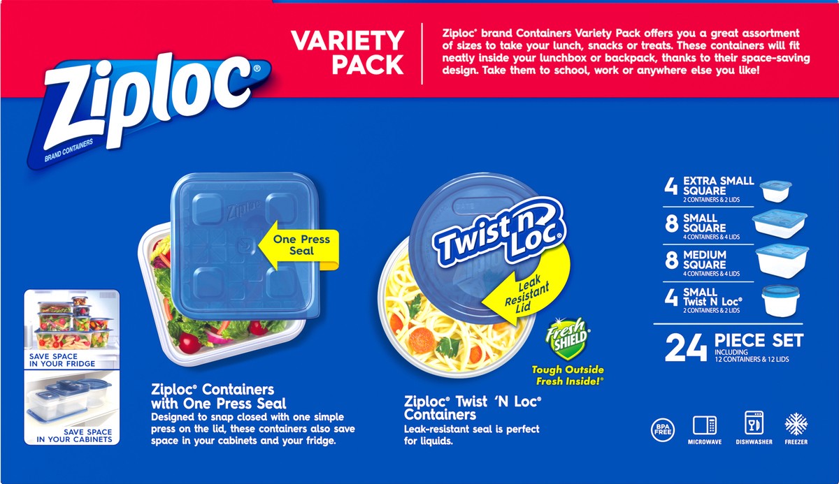 Ziploc Variety Pack New Containers 24 piece set